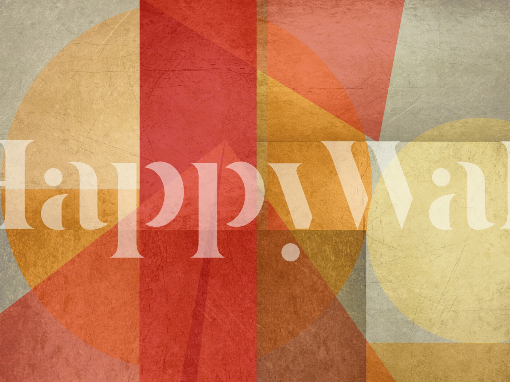 Geometrische retro Tapete mit roten, gelben und orangefarbenen Formen