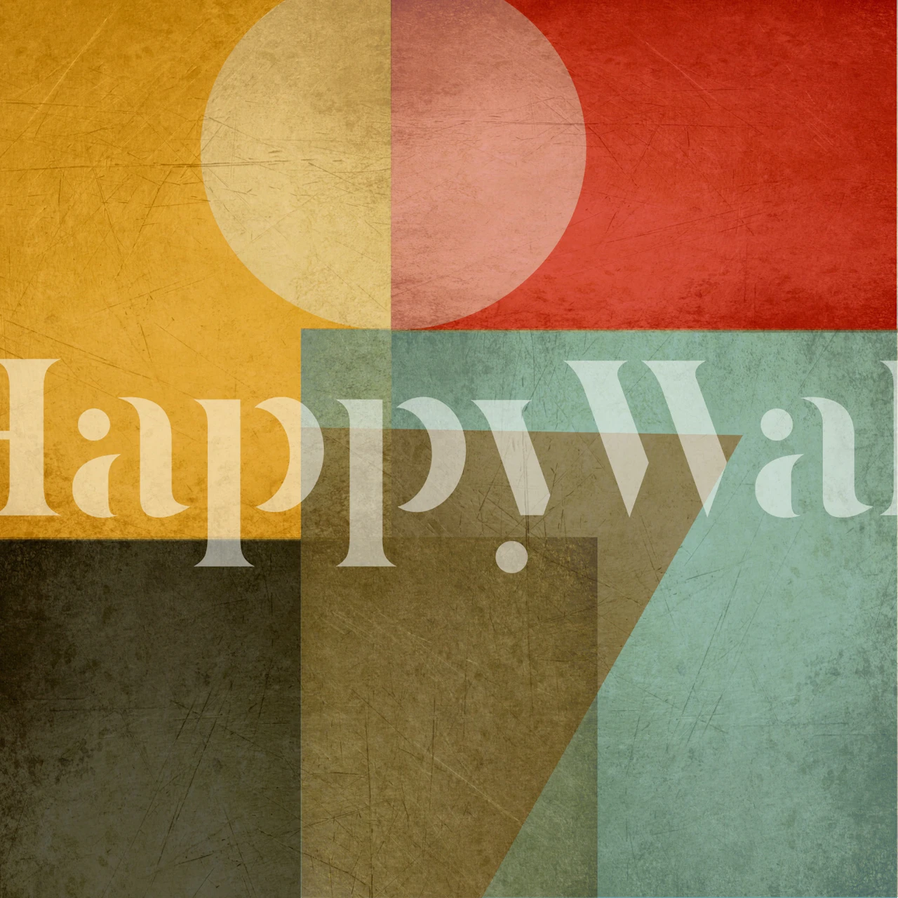 Sun and Sea abstract wallpaper displayed in a room