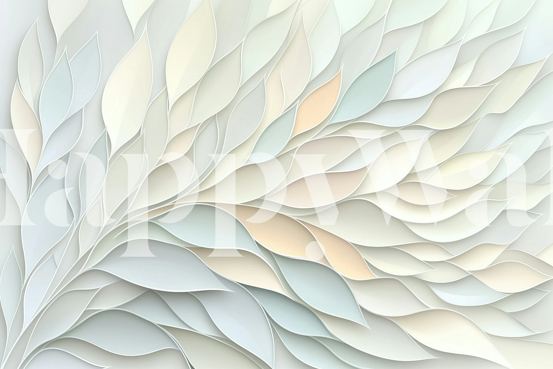 Pastel leaf wallpaper i et rom