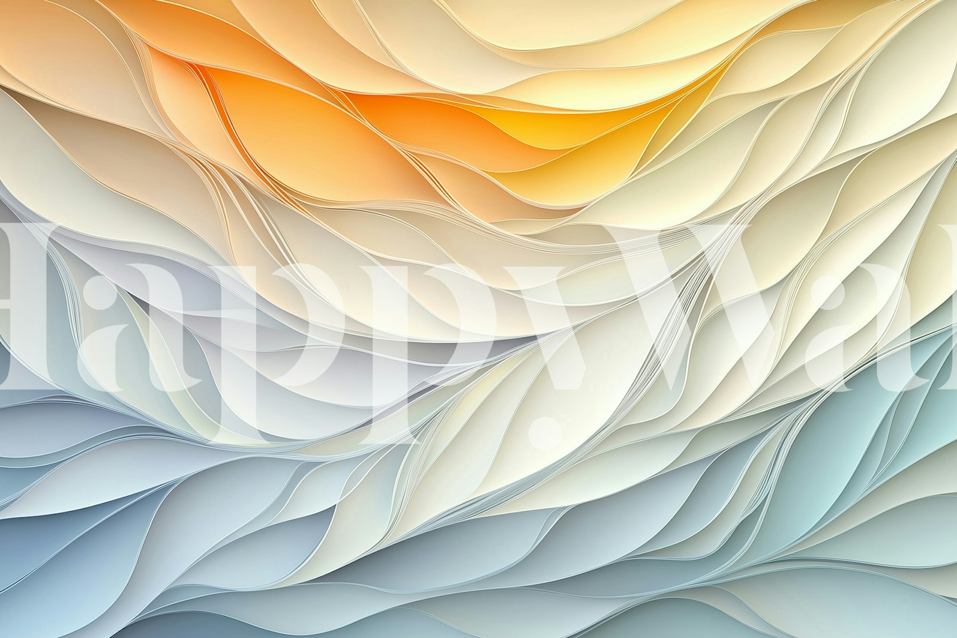 Pastel Wave Serenity-tapetti huoneessa