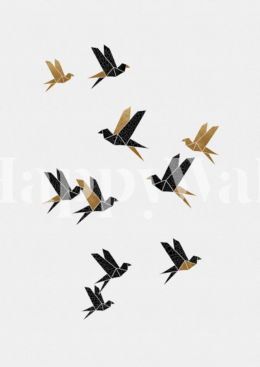Origami Birds Collage I tapetti huoneessa
