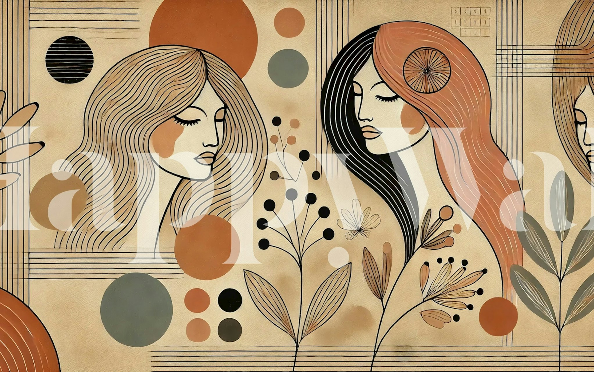 Contour Faces tapetdesign i et rum