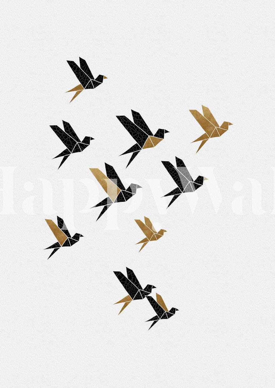 Origami birds tapet i et rum