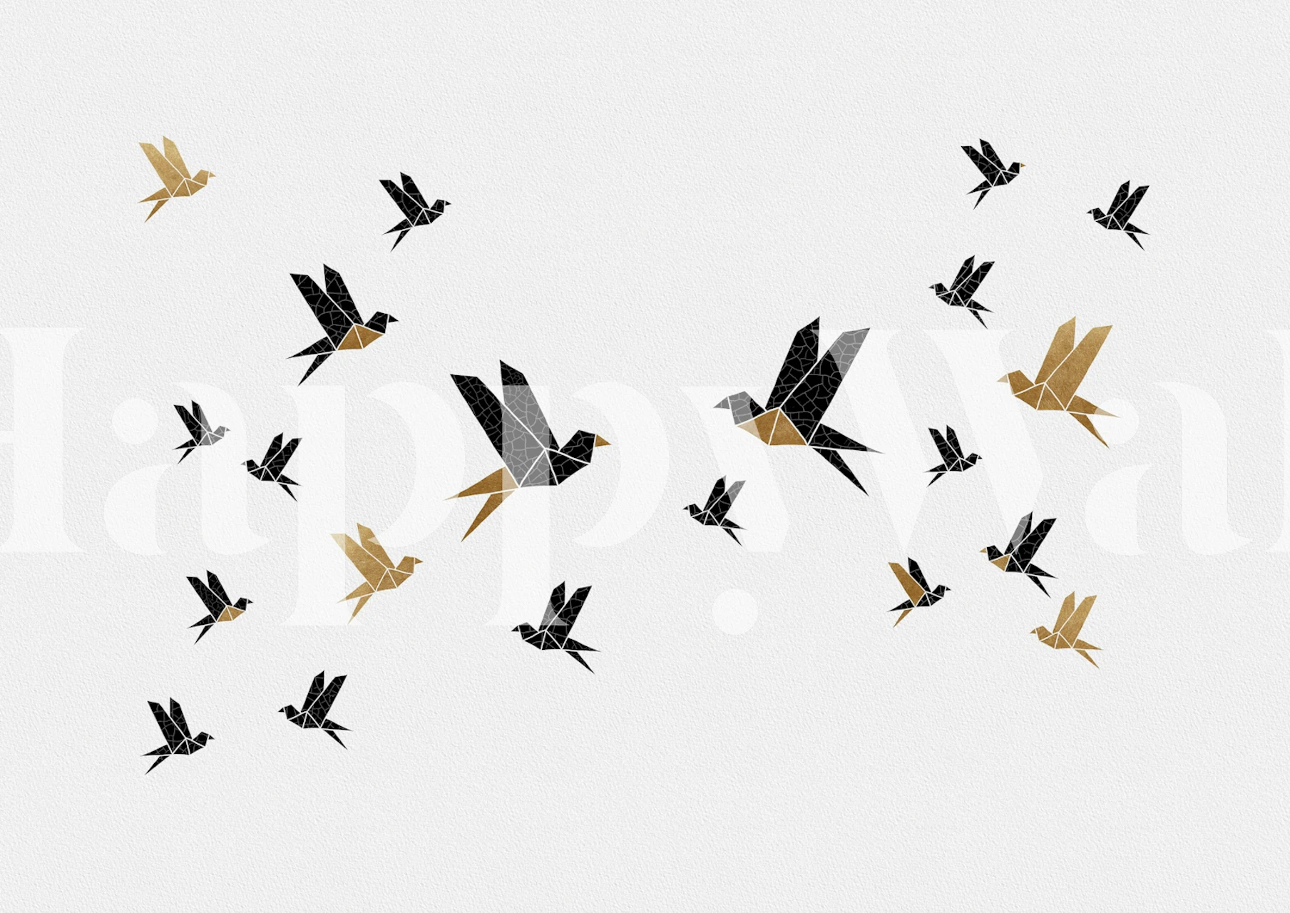 Origami birds tapetti tyylikkäässä huoneessa