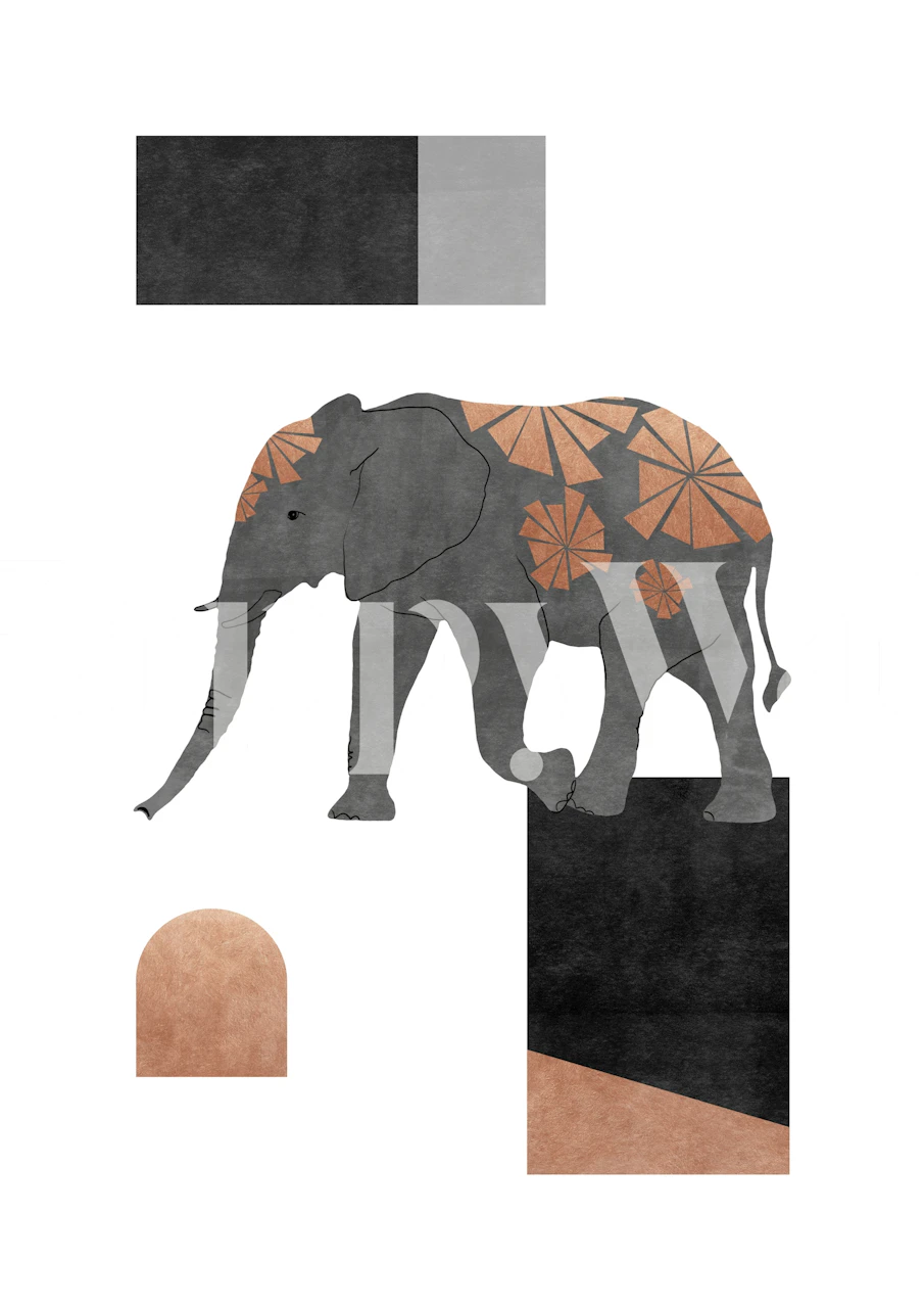 Elephant Mosaic II wallpaper in a room