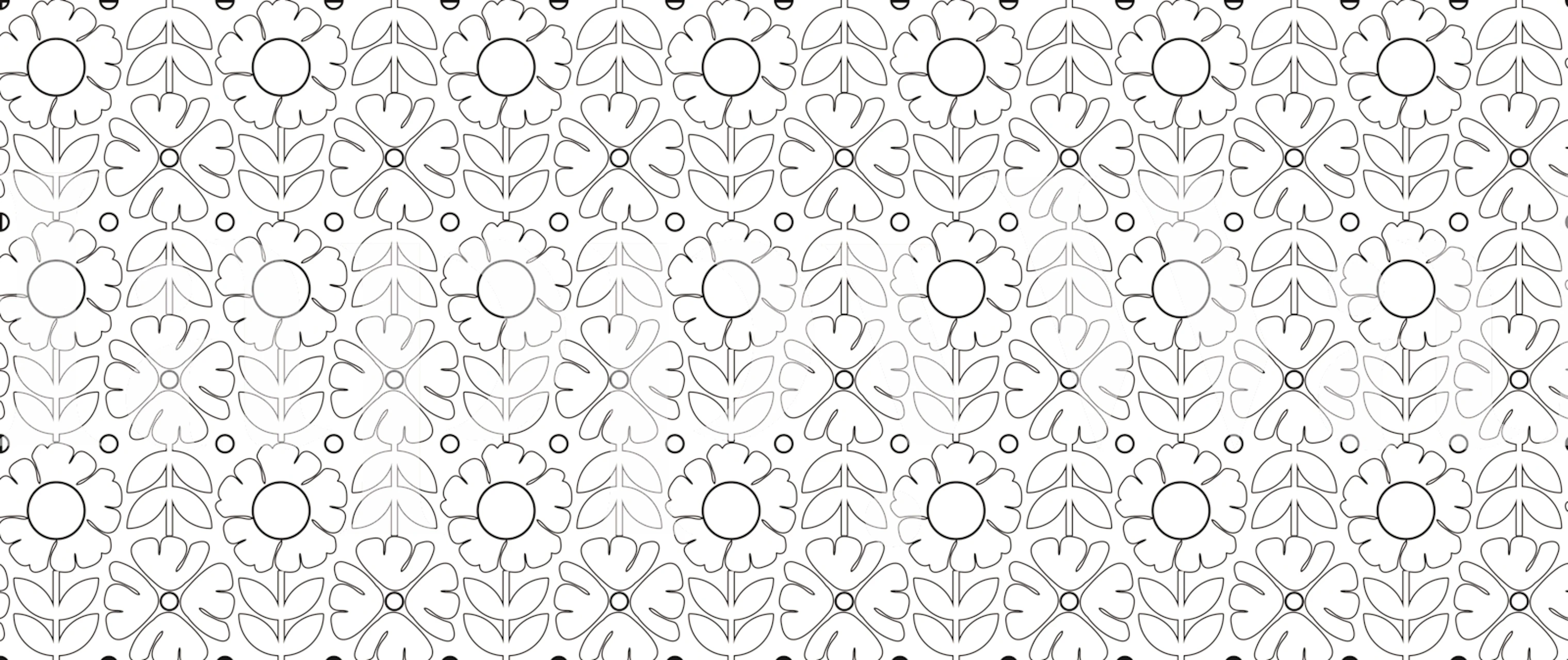 Charming Flora Line Art Tapete in einem Raum