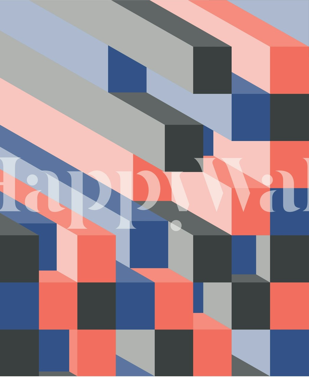 Isometric blocks night version tapet i et rom