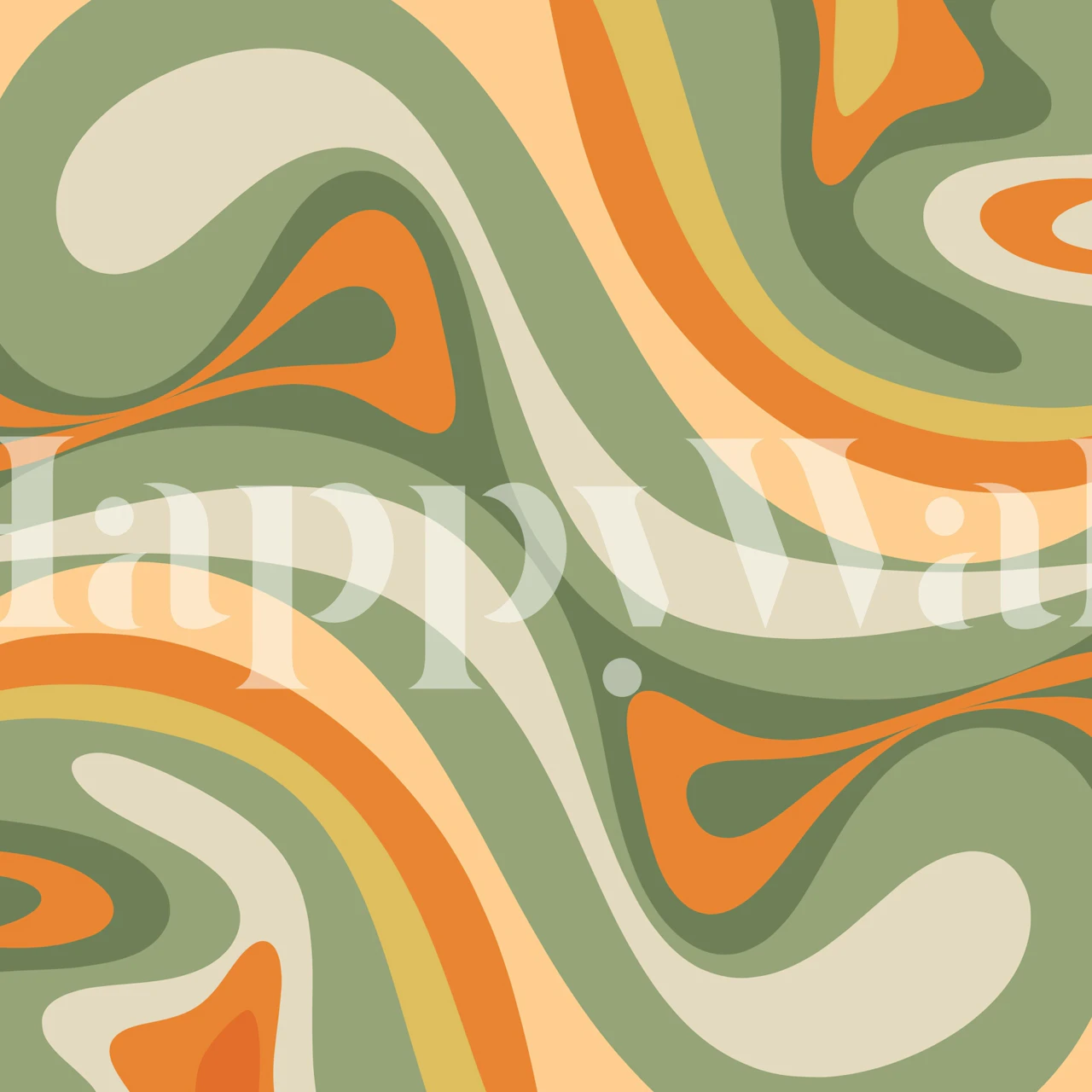 Retro abstract wallpaper in sage and orange tones