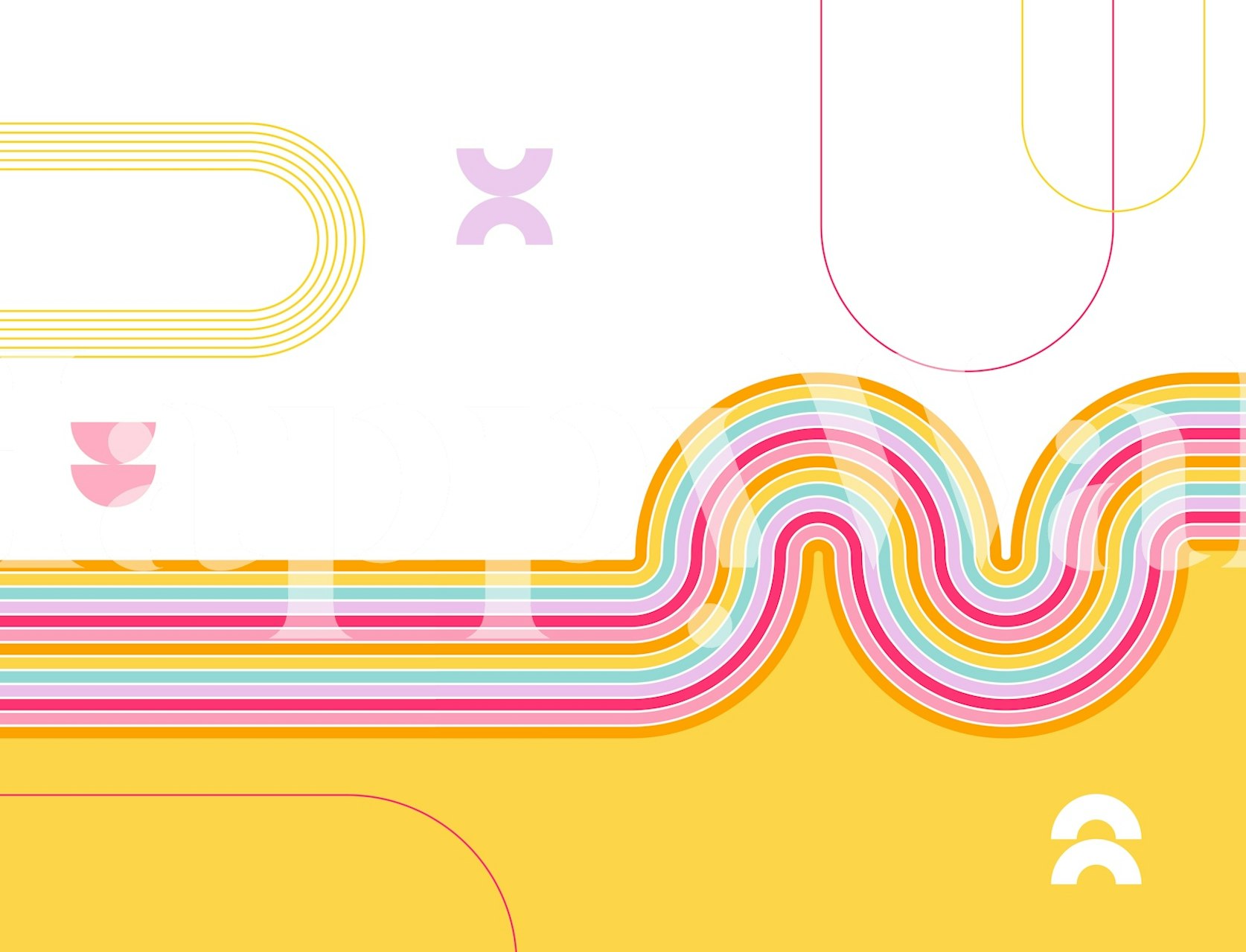 Colorful Groovy Lines pozadina u sobi