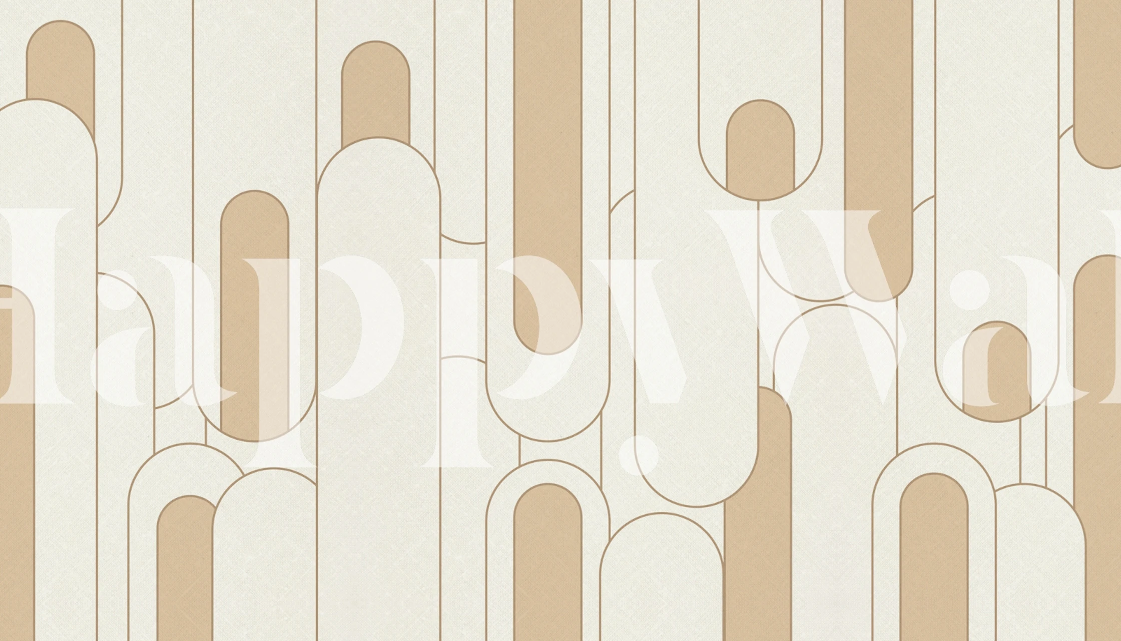 Geometric cream and beige curvy pattern wallpaper