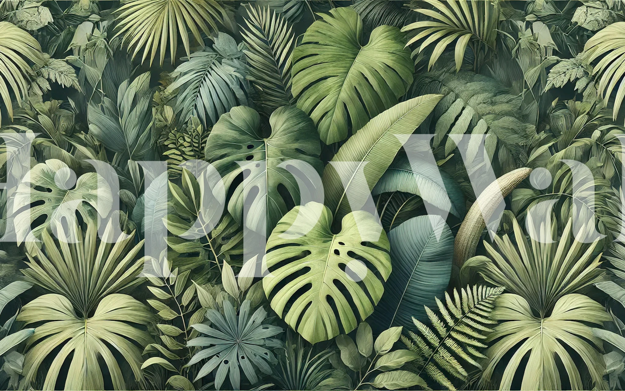 Lush jungle wallpaper in a room