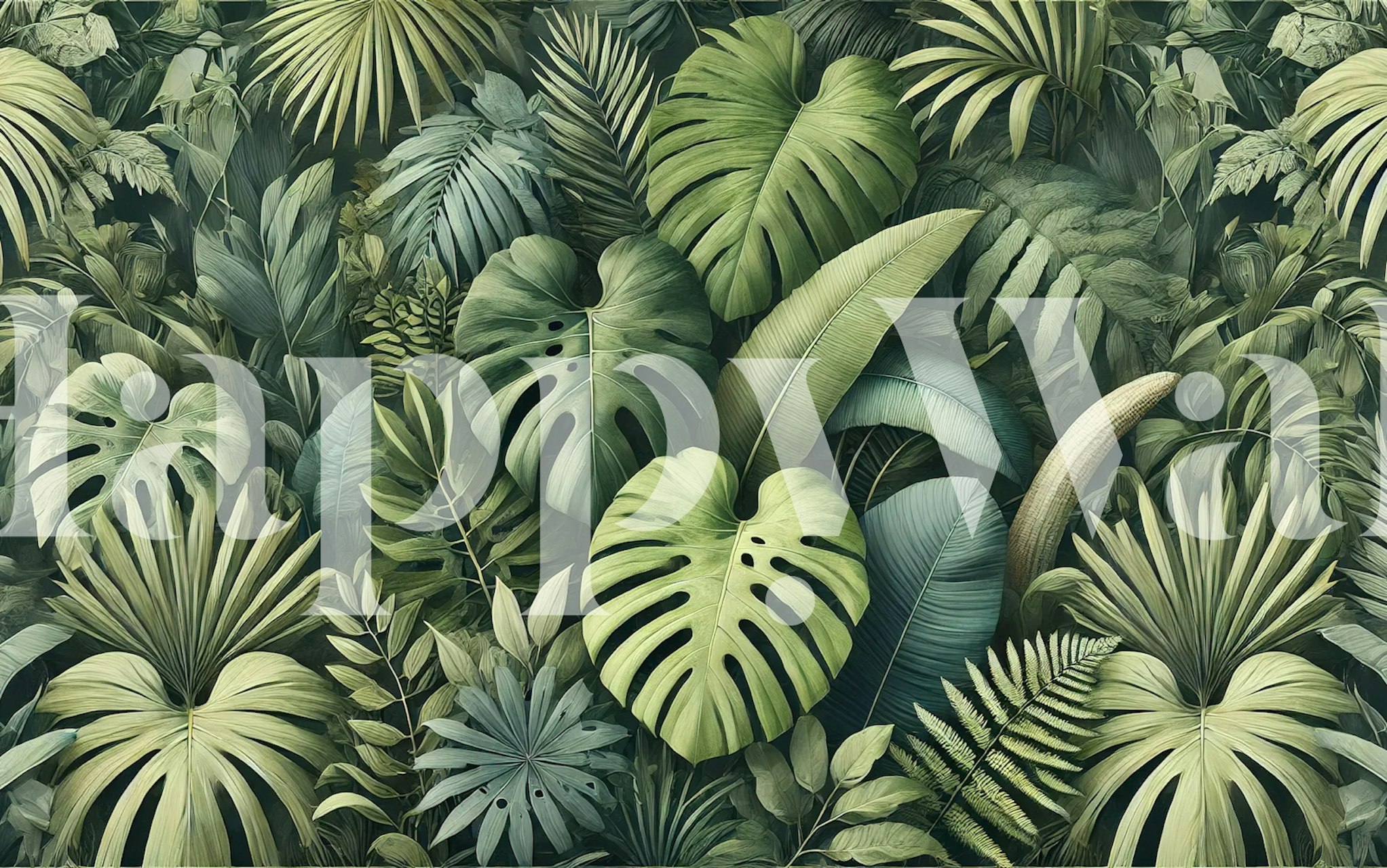 Lush Jungle Composition-tapetti huoneessa