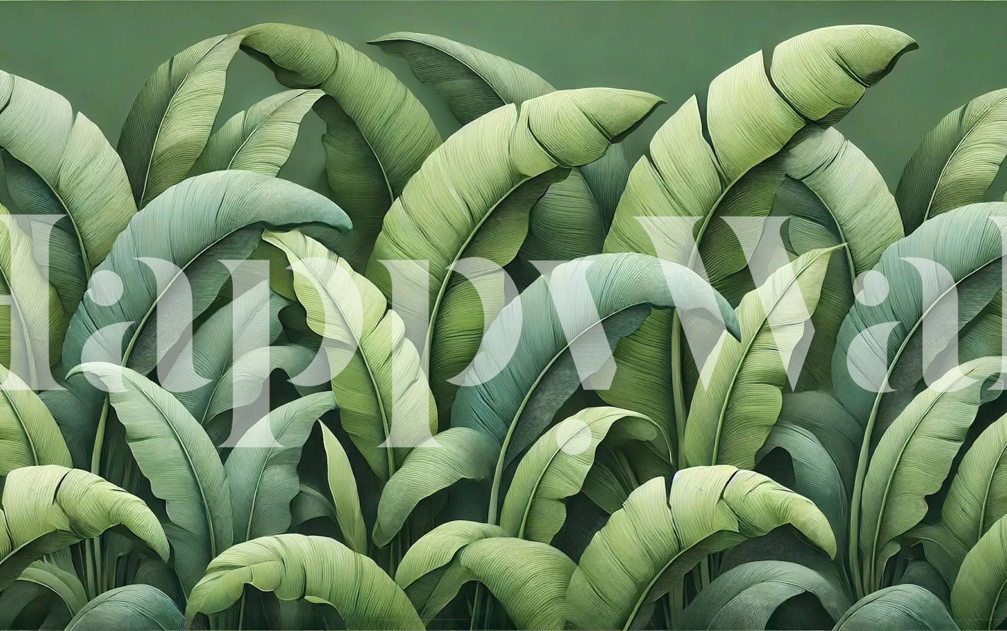 Banana Leaves Serenity behang in een kamer