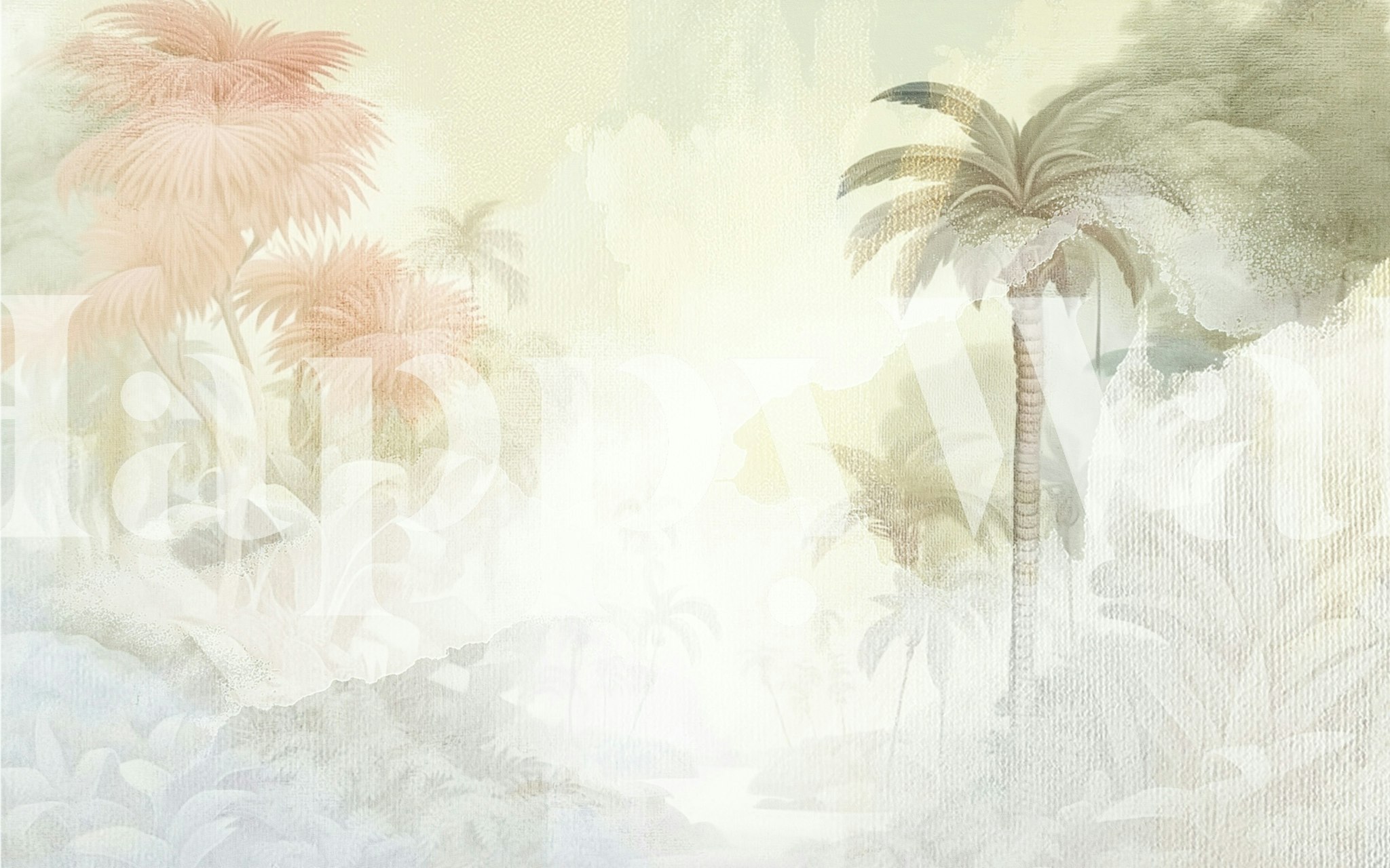 Pastel forest wallpaper in a bright room