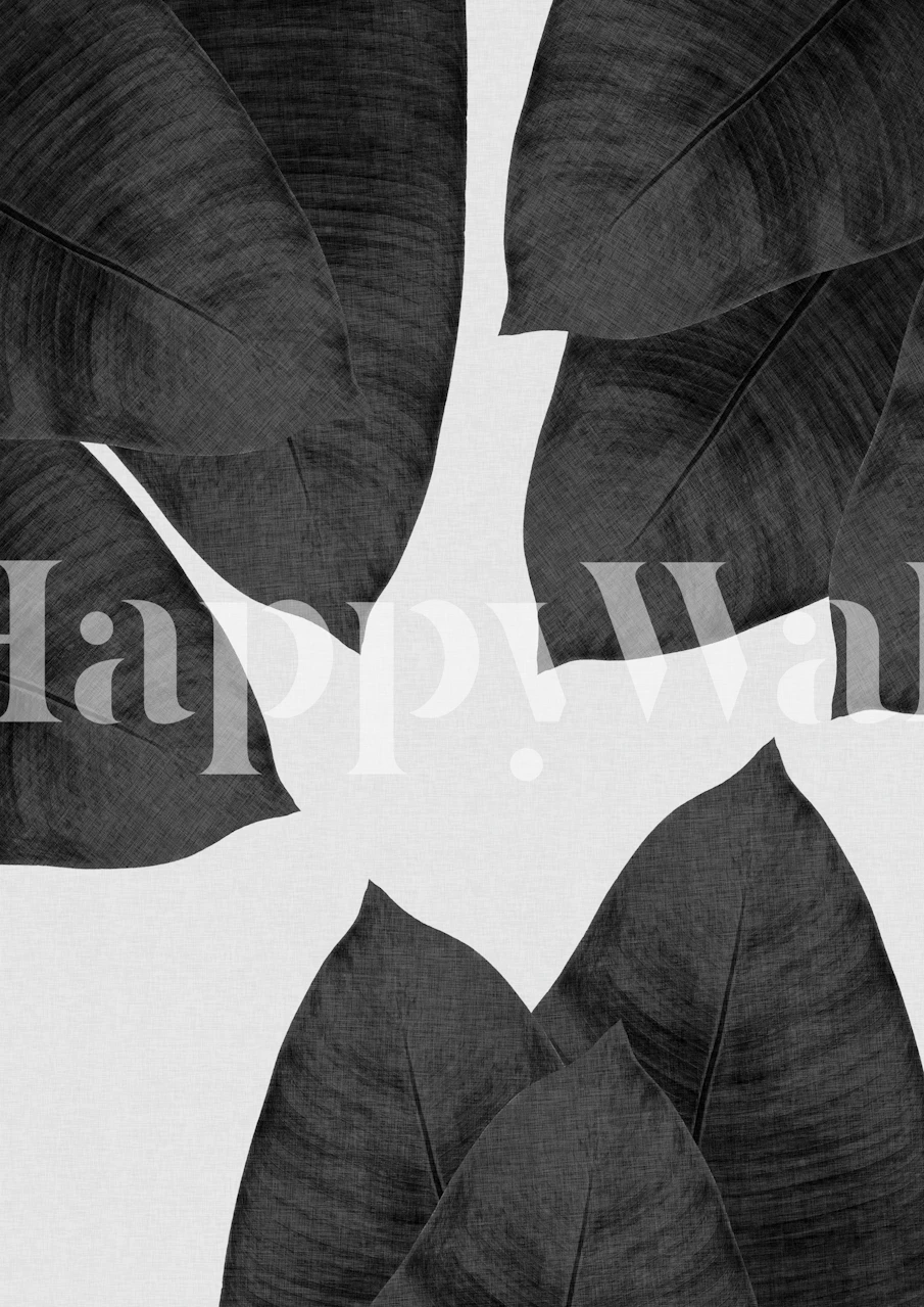 Projekt tapety Banana Leaf Black & White w czarno-białym