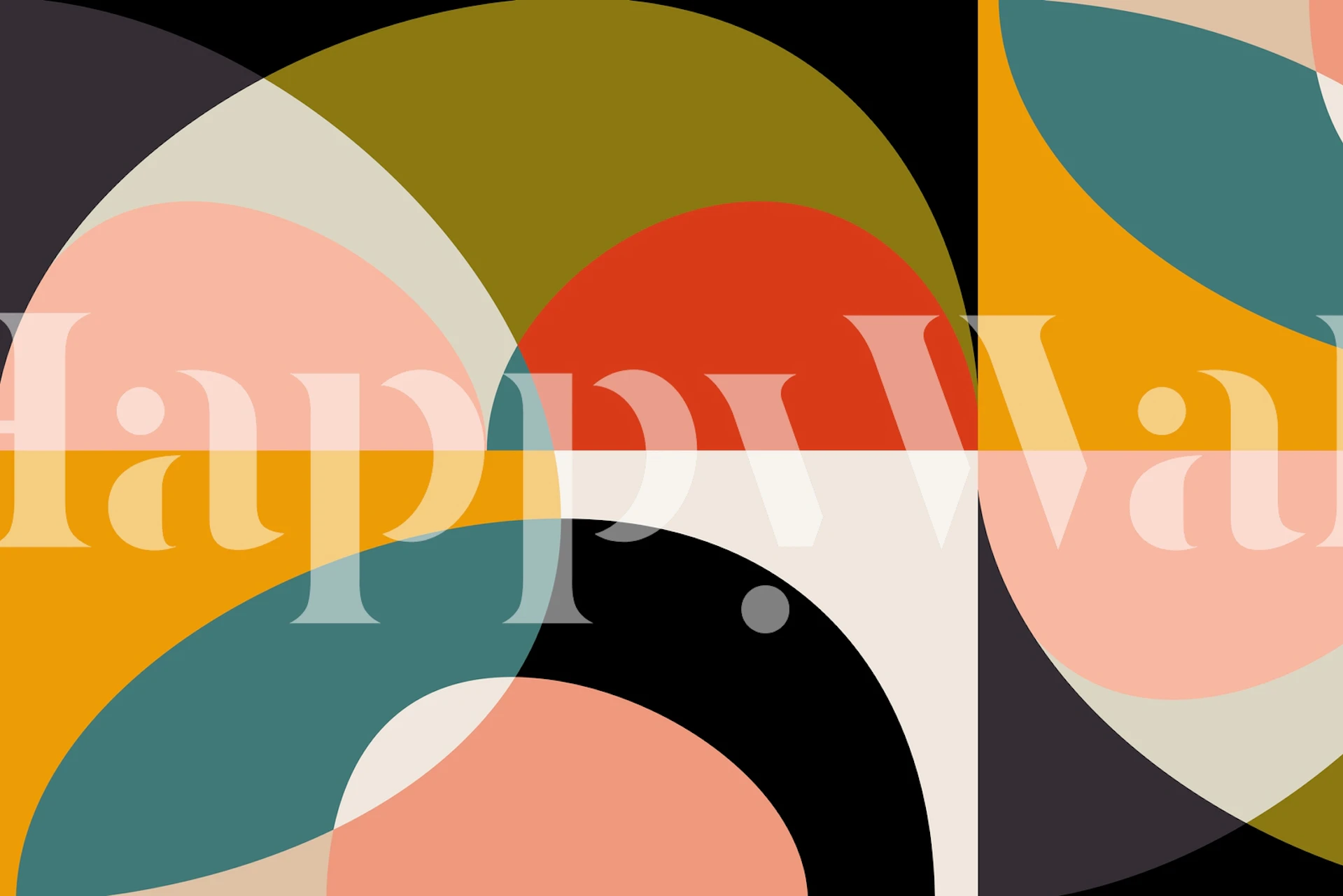 Mid century colored papel de parede em um quarto