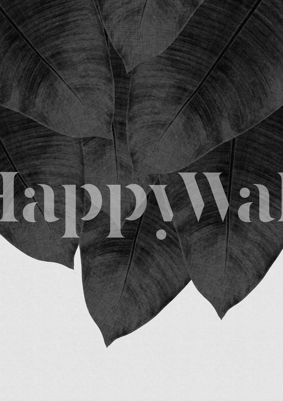 Black and white banana leaf wallpaper design