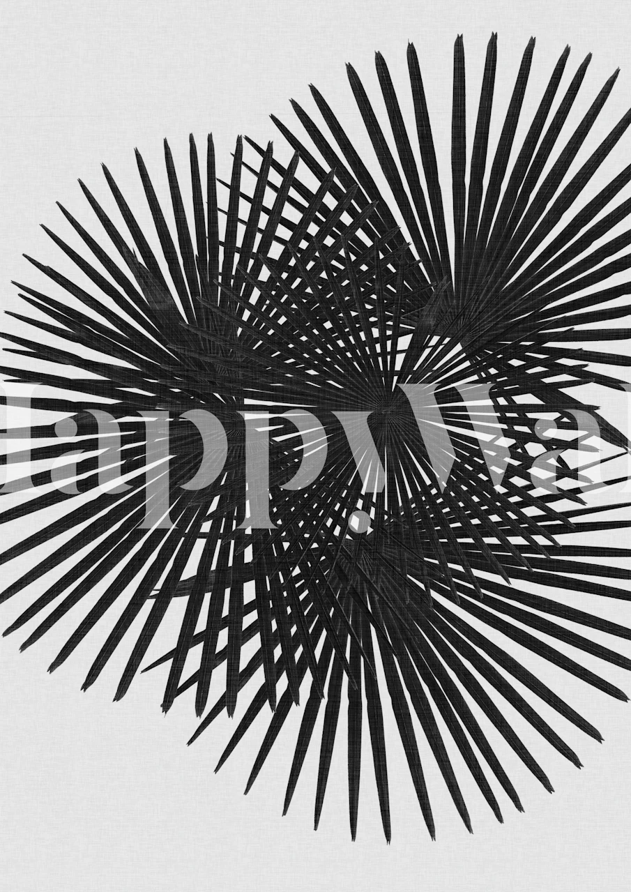 Fan Palm Black & White -tapetti huoneessa
