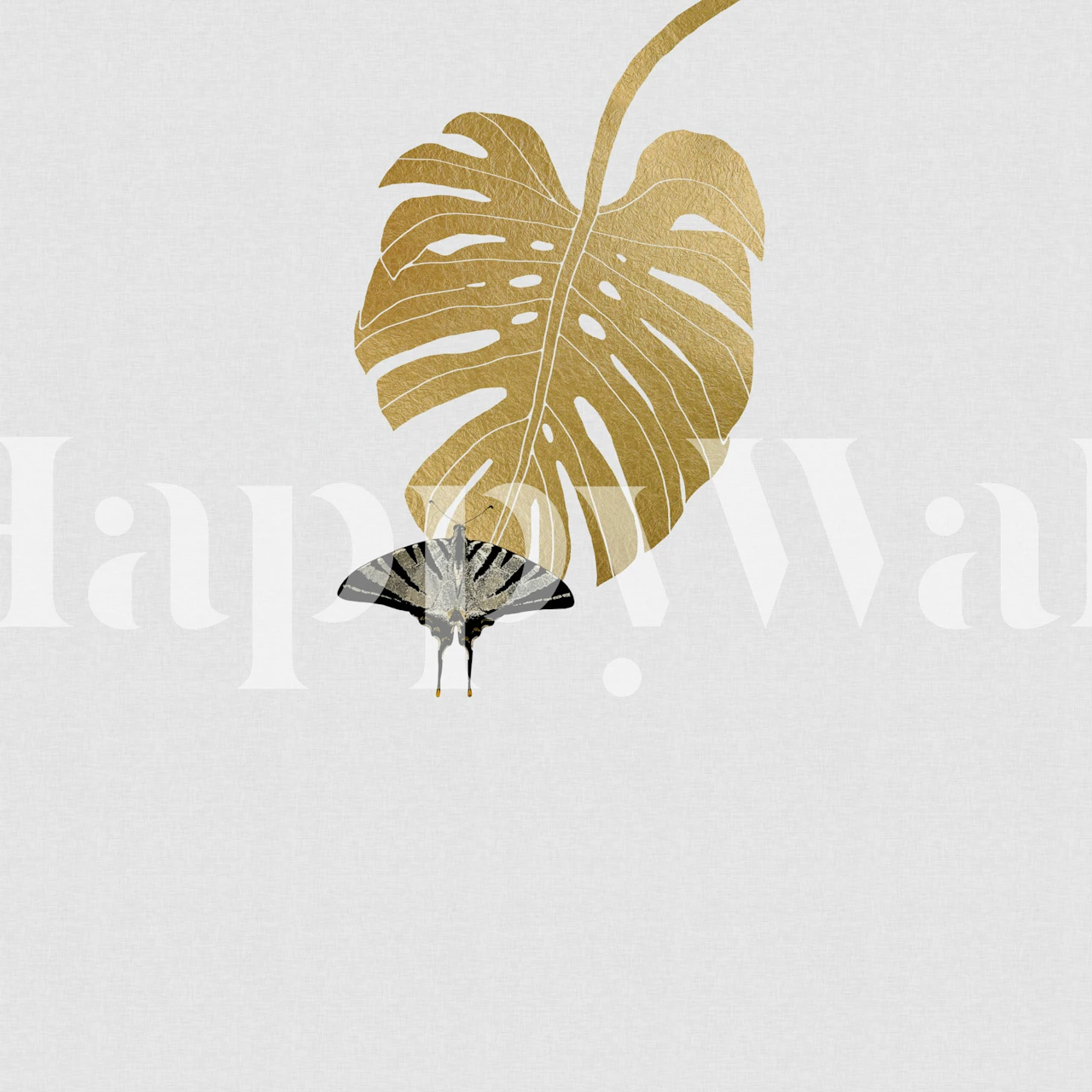 Butterfly and Monstera leaf mural en una habitación