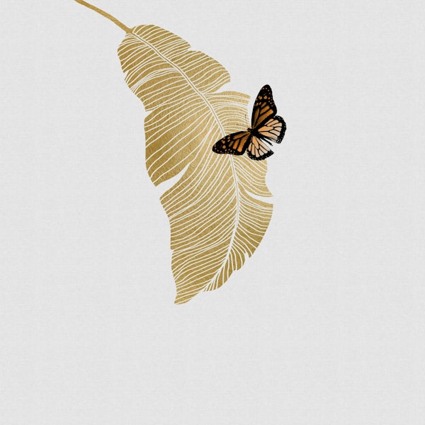 Butterfly & Palm Leaf Mural