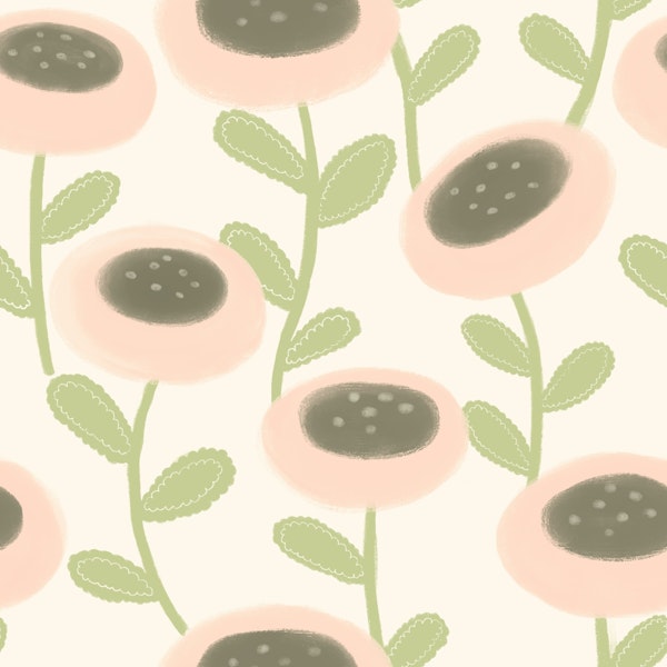 Abstract Dancing Flowers - Buttercream