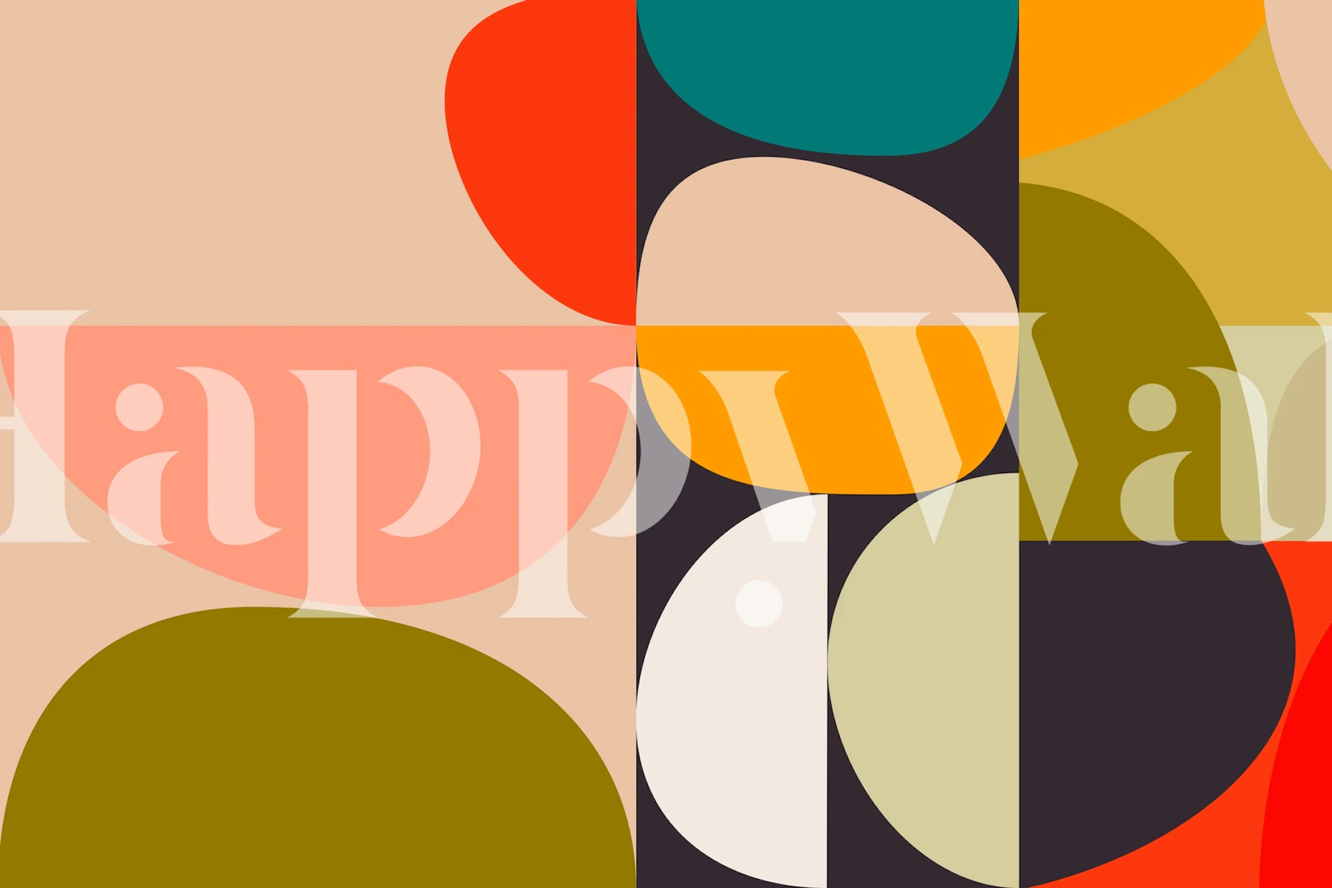 Papel tapiz Mid Century Geometric en una habitación