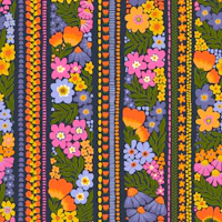 Folk Art Floral Stripes - Dark wallpaper