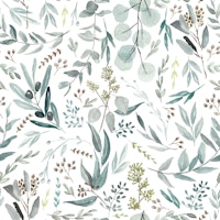 Eucalyptus Leaves Watercolor Boho Pattern tapet