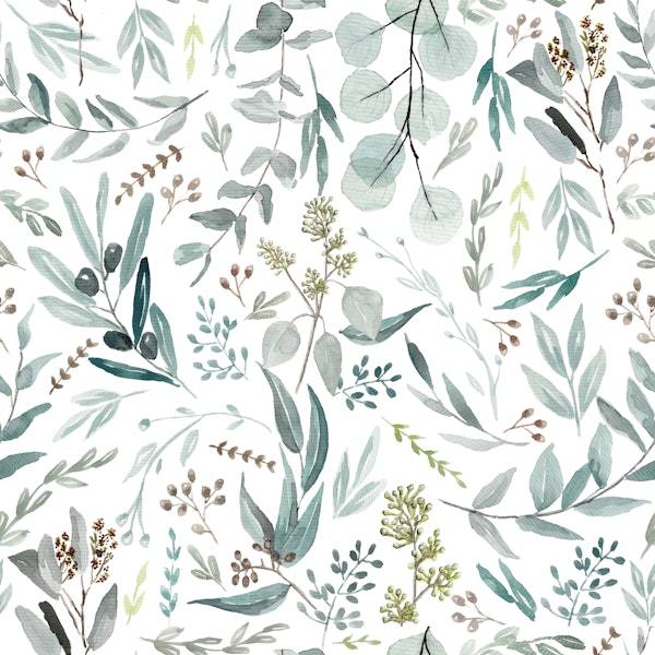 Eucalyptus Leaves Watercolor Boho Pattern