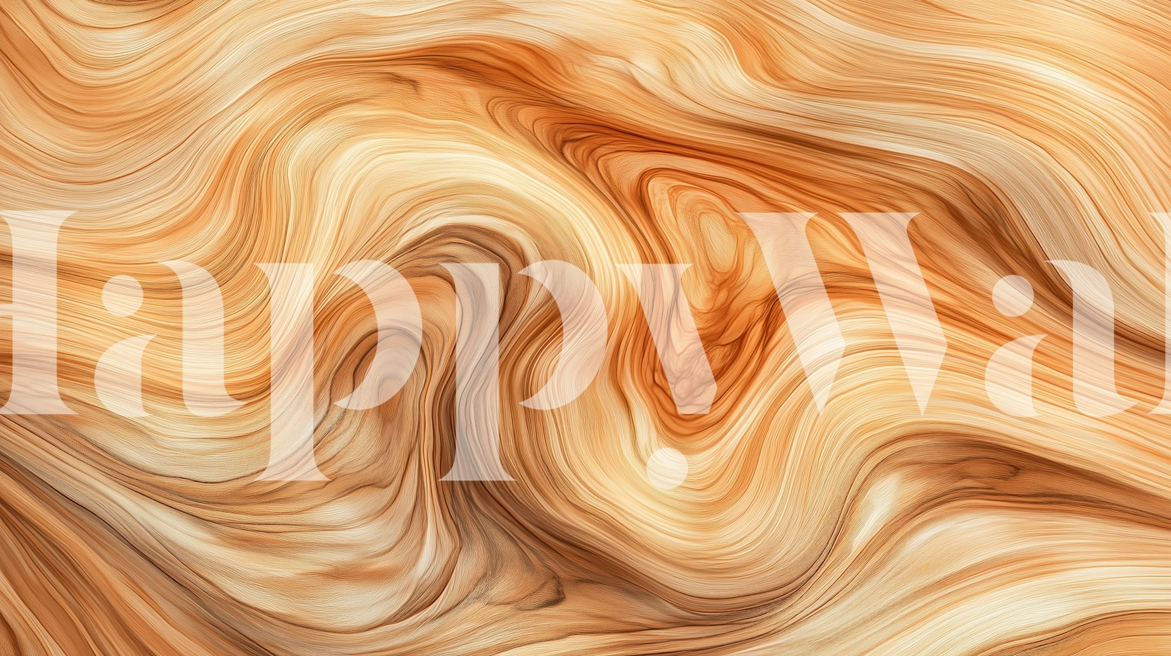 Papel de parede Whirling Wooden Texture exibido em um cômodo