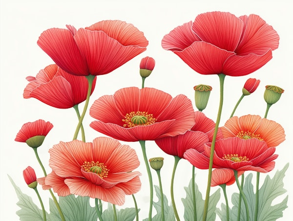 Red Poppies in Bloom