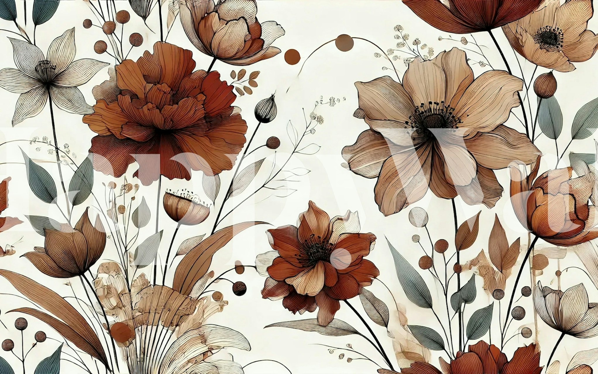 Ταπετσαρία Earthen Petals σε σαλόνι