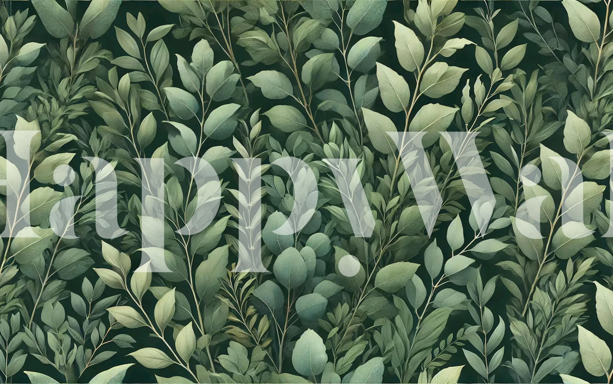 Eucalyptus leaves in varying shades of green wallpaper