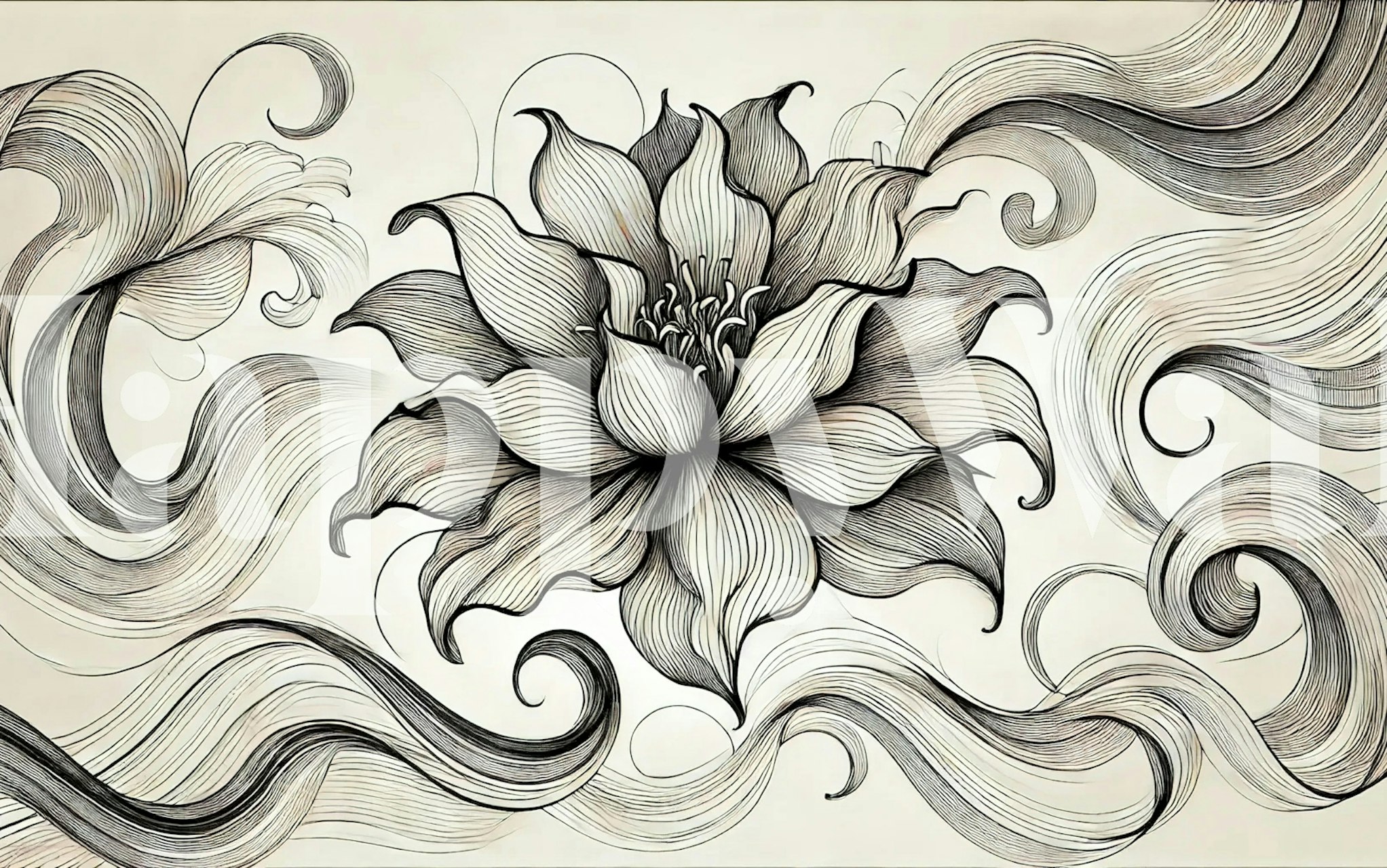 Monochrome Bloom Reverie wallpaper in a room