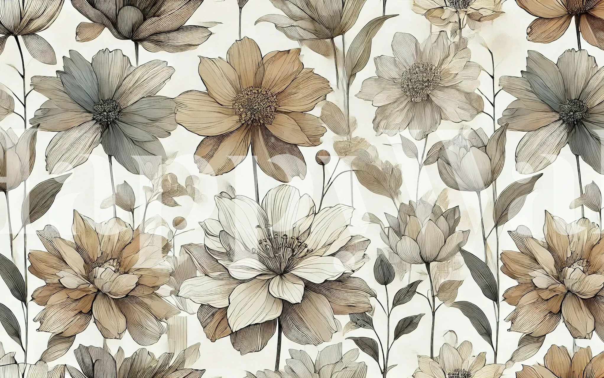 Muted Bloom carta da parati floreale in una stanza