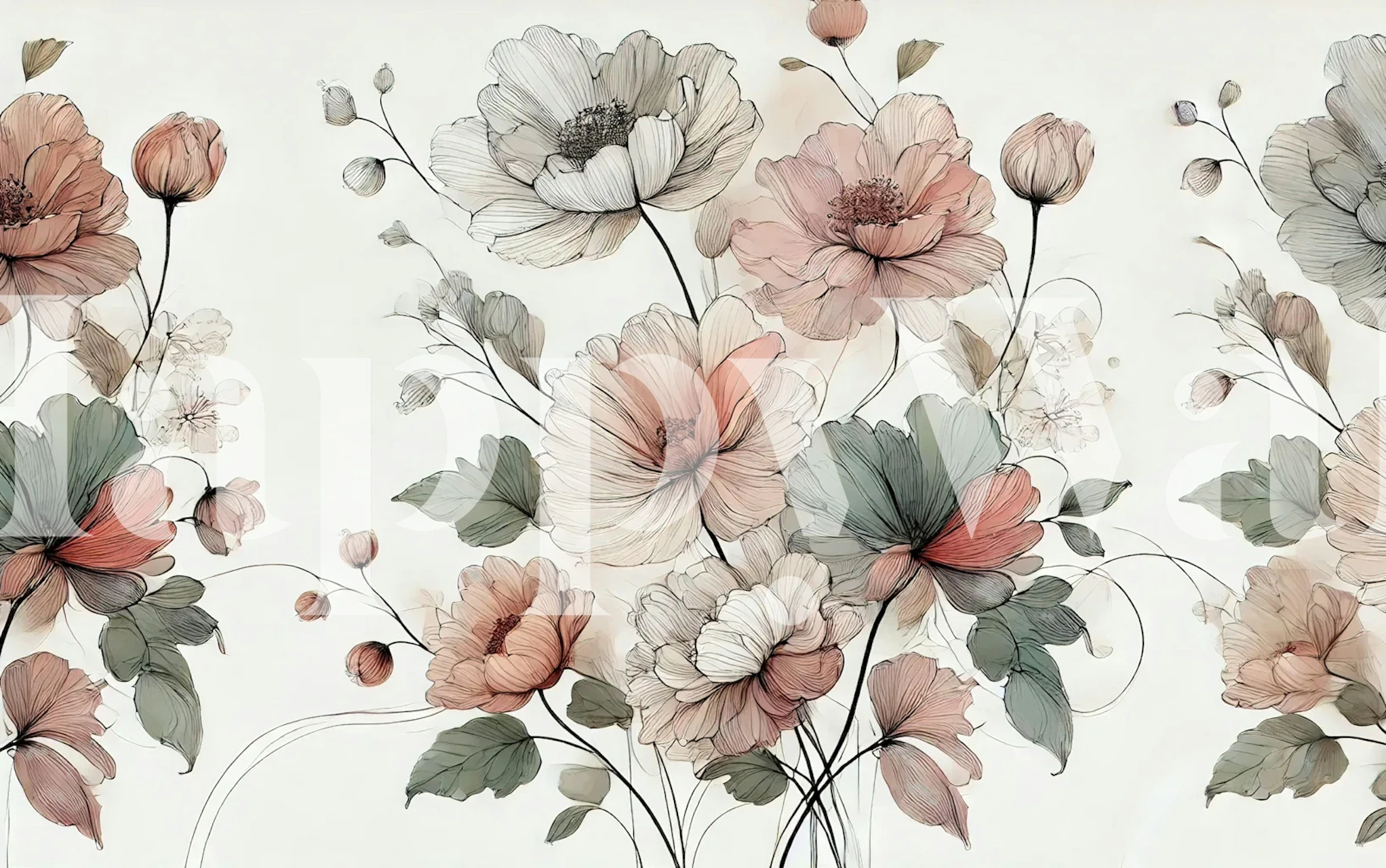 Tapeta kwiatowa Pastel Petal Flow w pokoju