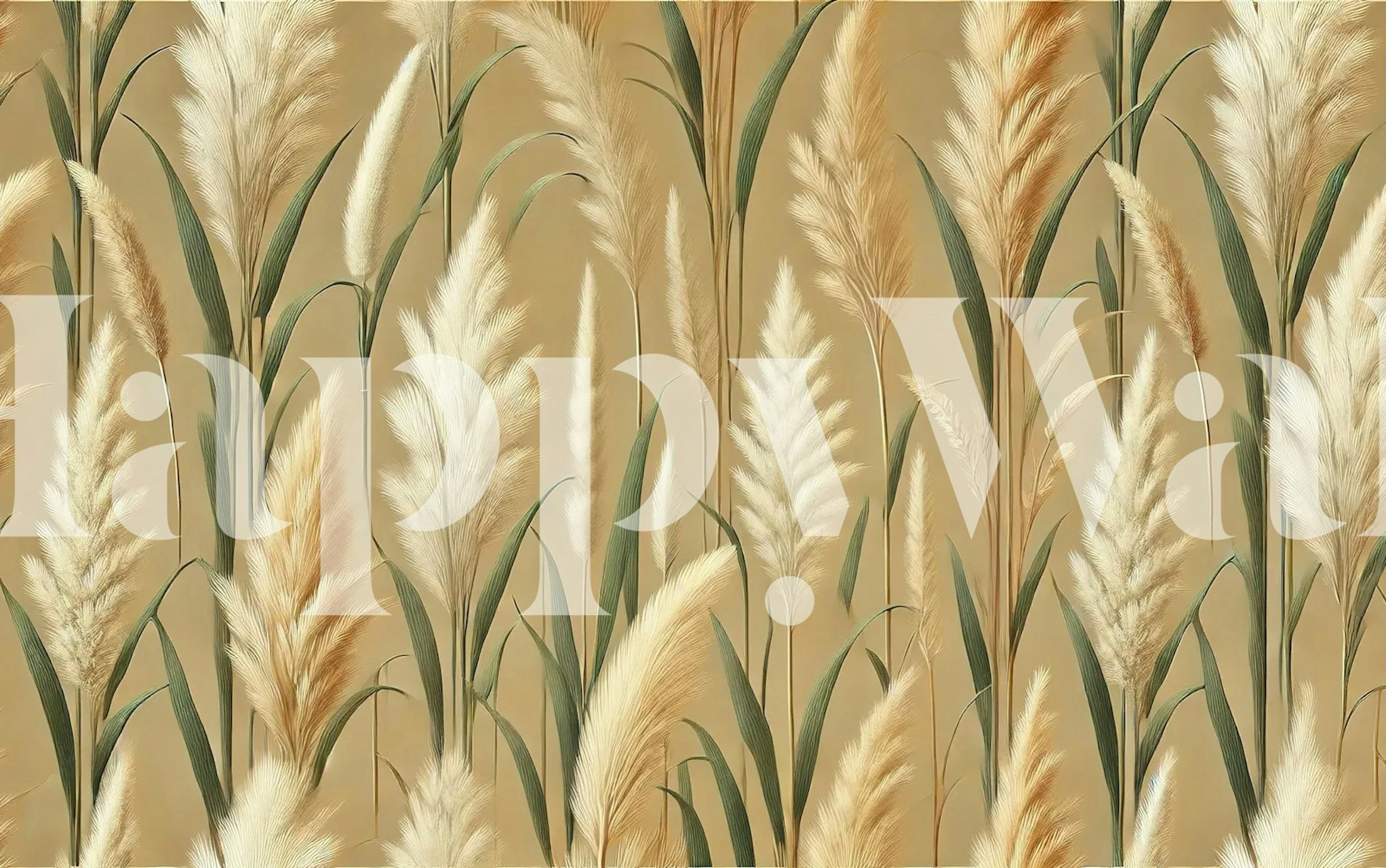 Pampas grass in soft neutral tones on beige background wallpaper