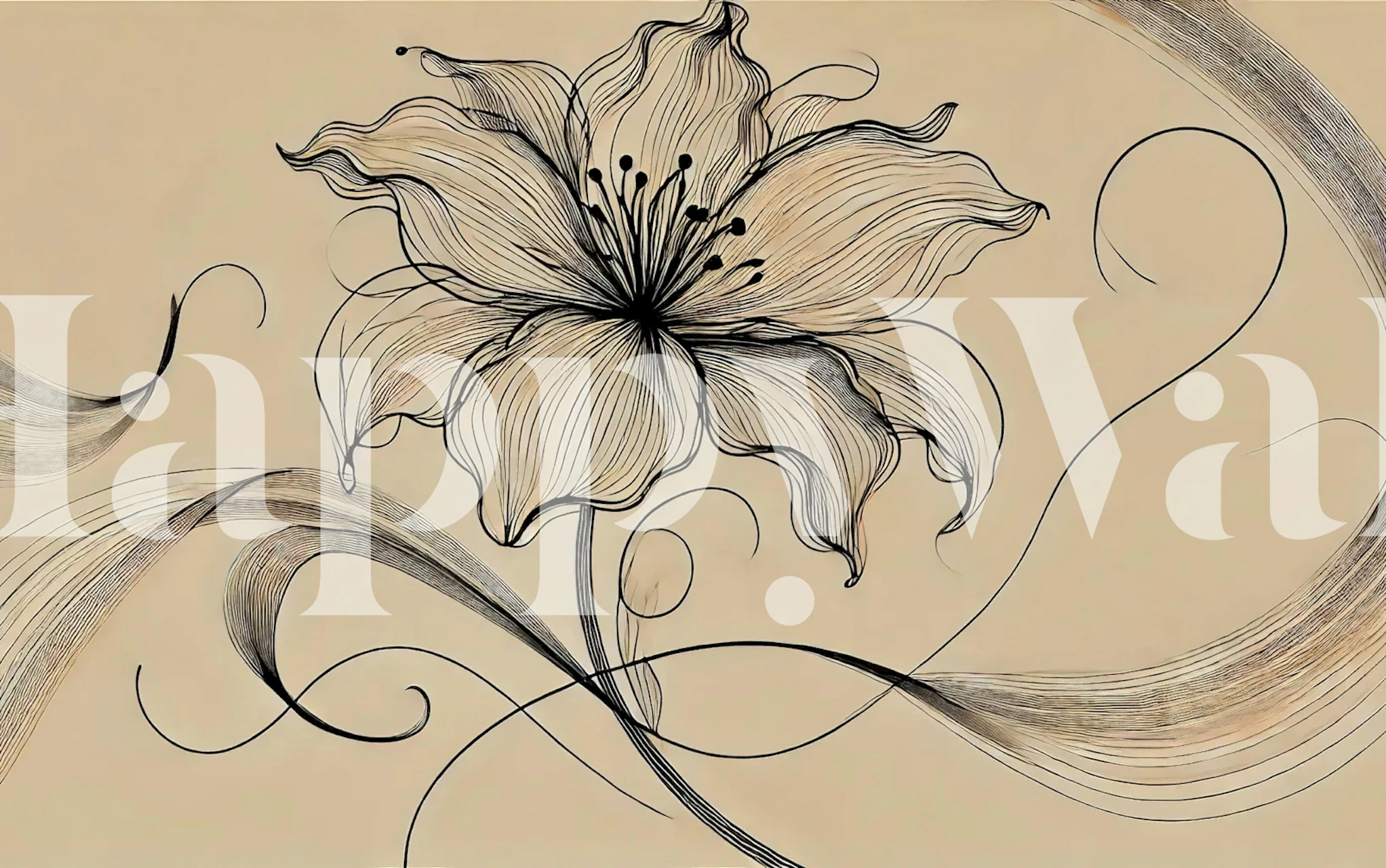 Solitary Bloom papel tapiz floral en una habitación