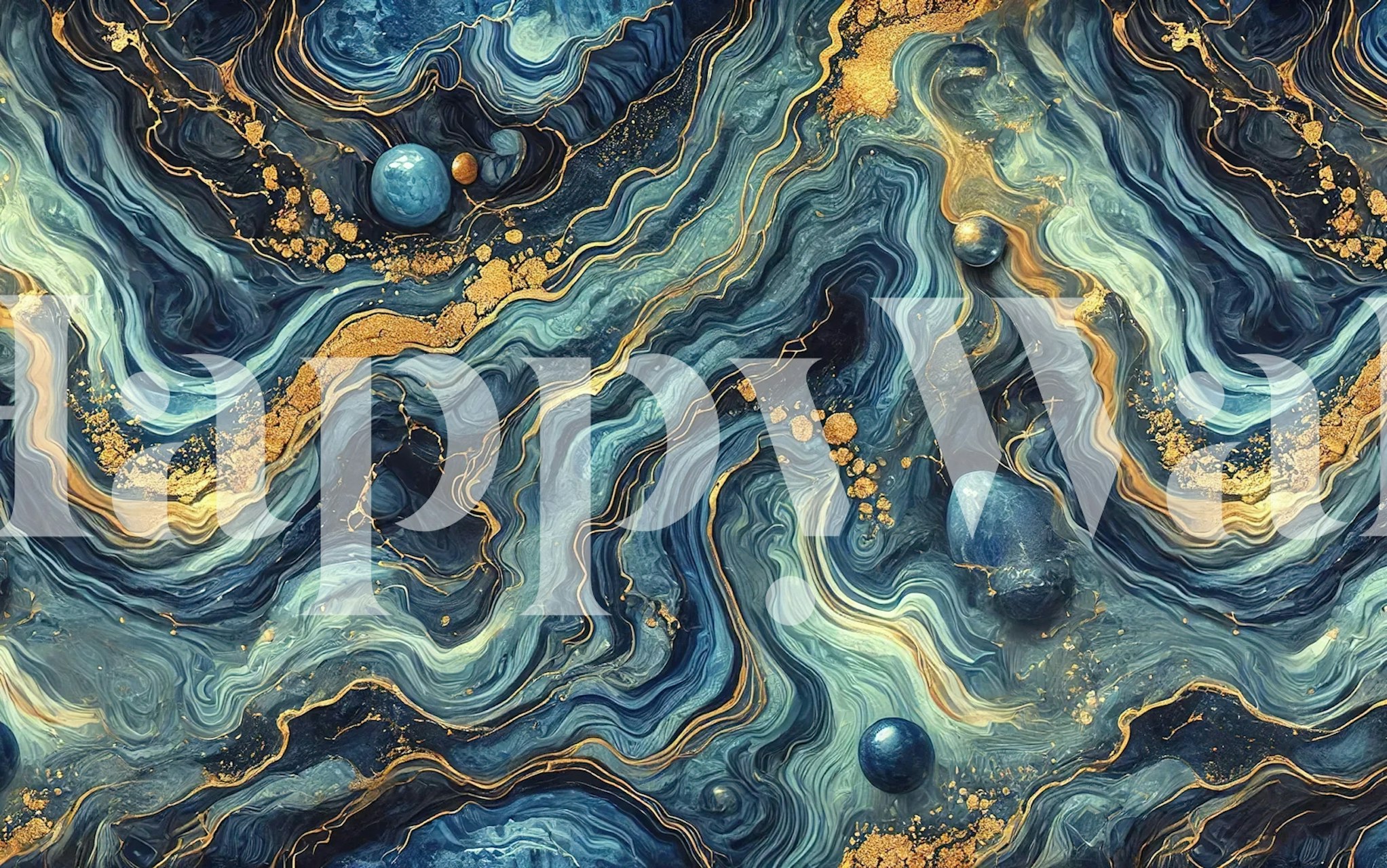 Abstract blue and gold marble wallpaper design