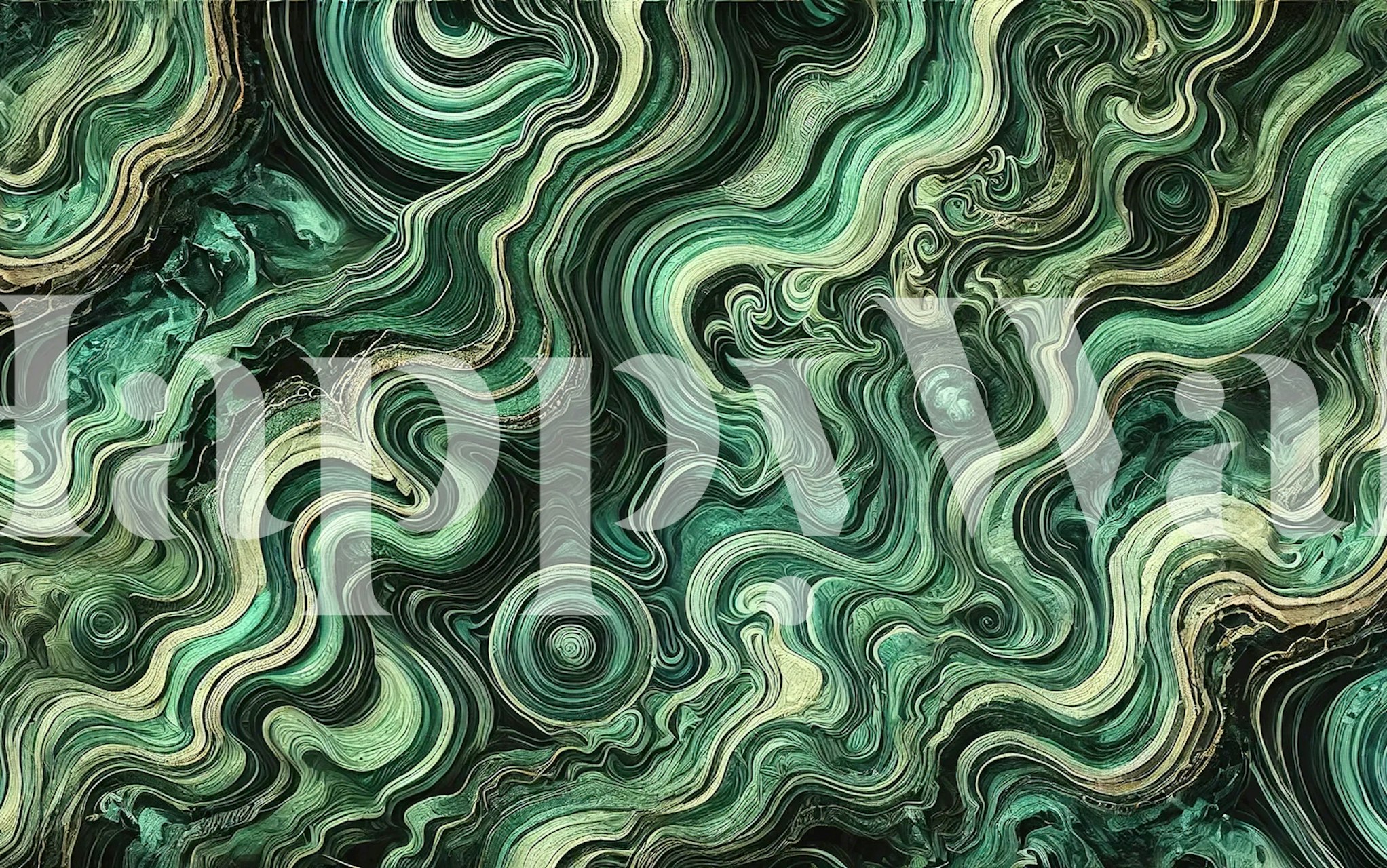 Papel pintado Malachite Flow en un ambiente de habitación