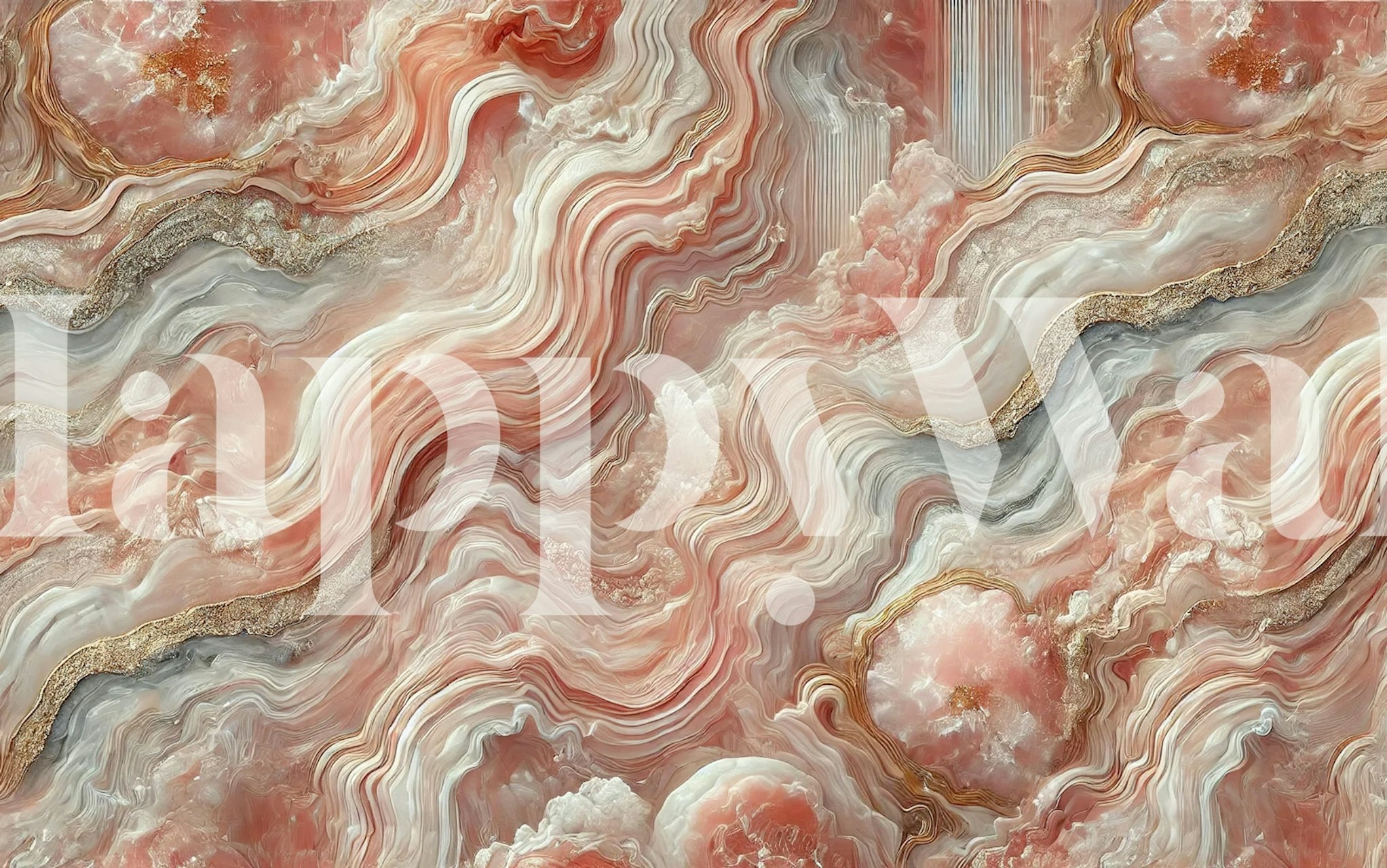 Tapeta Rose Quartz Flow w pokoju