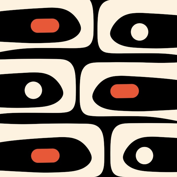 Midcentury Mod Minimal Black Piquet Abstract