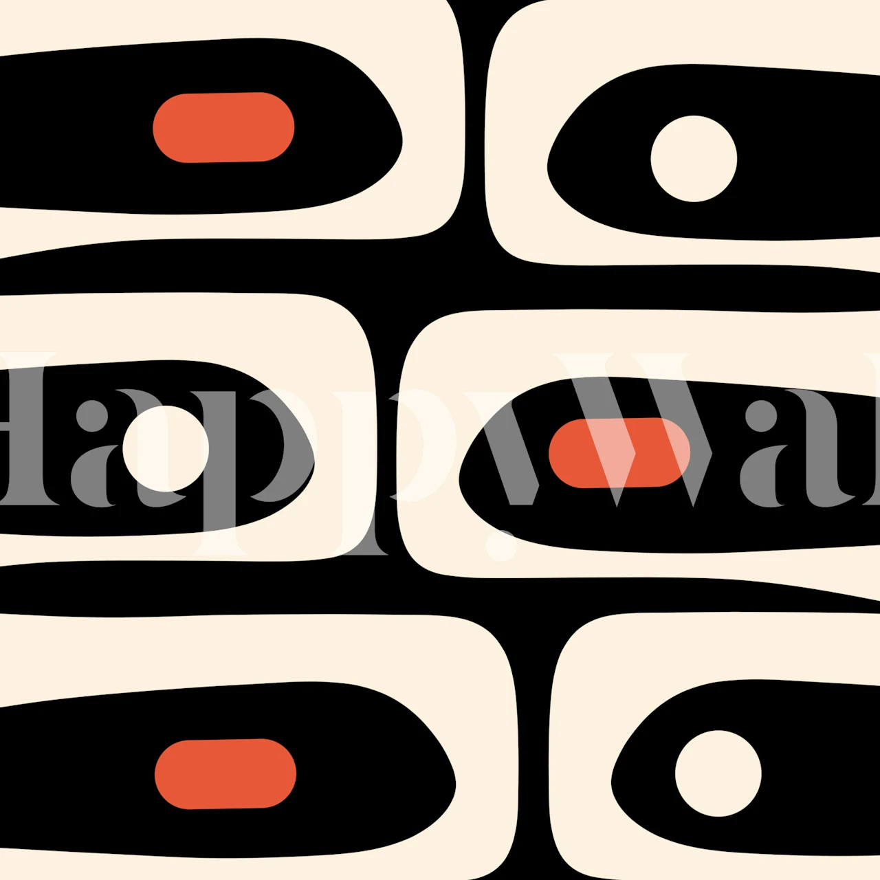 Midcentury abstrakt tapetdesign i et rum