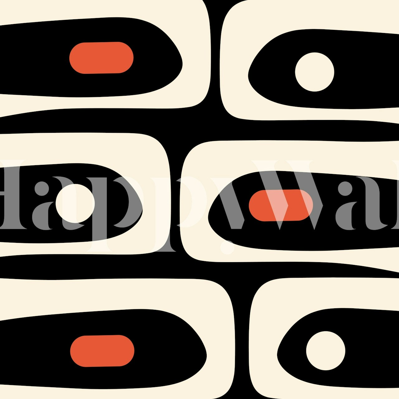 Midcentury αφηρημένος σχεδιασμός ταπετσαρίας σε ένα δωμάτιο