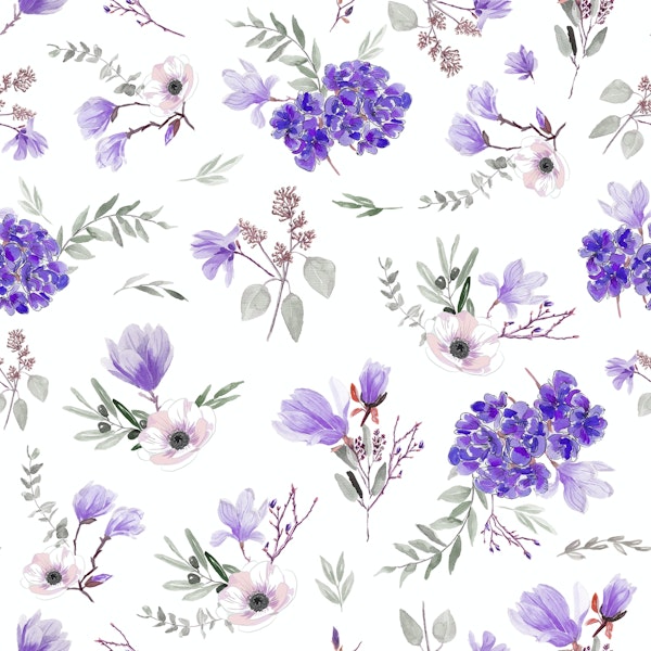 Watercolor Violet Flowers