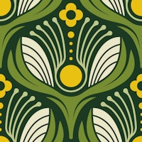 Art Deco Floral in Green - S tapety
