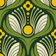 Art Deco Floral in Green - S