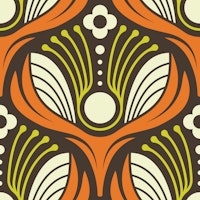 Art Deco Floral in Orange - S tapety