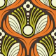 Art Deco Floral in Orange - L
