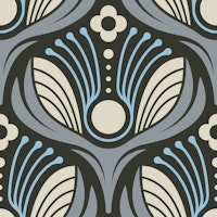 Art Deco Floral in Blue Gray - S tapety